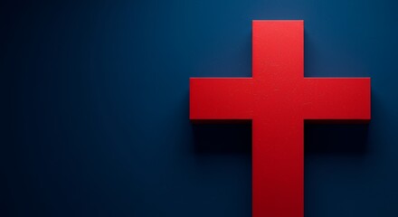 Obraz premium Red cross symbol on blue background
