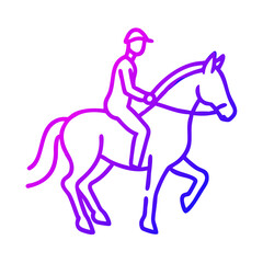  Equestrian Dressage Icon , Continuous Line Art in Vibrant Gradient