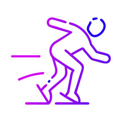 Fluid Minimalist Line Art , Speed Skating Icon in Vibrant Gradient