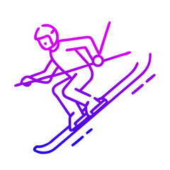 Skiing Icon , Minimalist Winter Sports Illustration in Vibrant Gradient