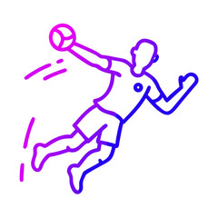  Handball Jump Shot Icon ,Minimalist Sports Illustration in Vibrant Gradient