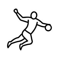 Handball Jump Shot Icon , Minimalist Sports Illustration in Black Outline
