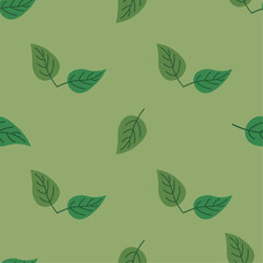 Seamles cherry green color leaves background and wallpaper vector illustration