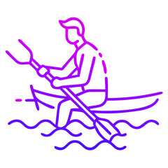  Kayaking Icon , Minimalist Water Sports Illustration in Vibrant Gradient