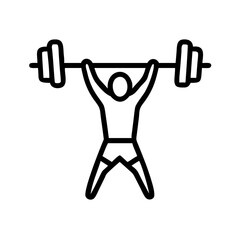 Weightlifting Silhouette ,Barbell Lift in Minimalist Line Art