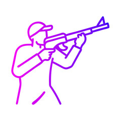 Rifle shooter silhouette line art, minimalistic hunting illustration