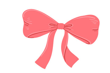 Coquette bow drawing, flat illustration isolated on white background