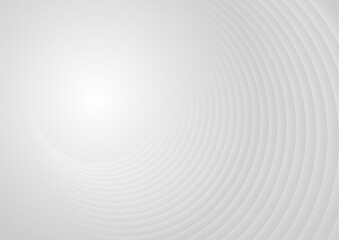 Grey white smooth circles abstract tech geometric background. Vector elegant wavy design