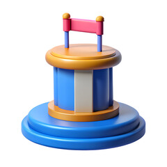 3d podium with flag on a transparent background