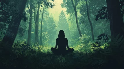 Tissu par mètre  A person sitting in a serene forest, undergoing nature therapy for anxiety relief --ar 16:9 --v 6.1 Job ID: df794d96-a91f-411f-ad96-c7bb883fcee4  © Haidar