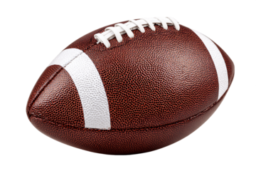 Brown Leather American Football with White Laces on Transparent Background, PNG