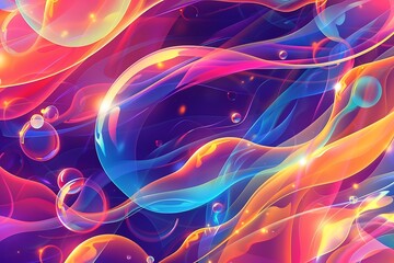 Colorful Abstract Digital Art with Fluid Shapes and Vibrant Hues