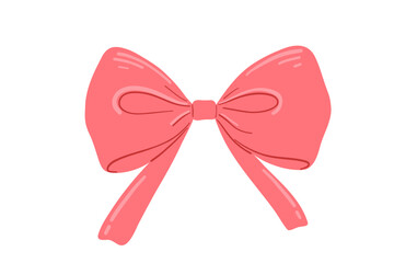 Coquette bow flat drawing, vector illustration isolated on white background