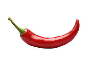 A single red chili pepper with a green stem on a completely solid backdrop on transparent background png