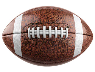 Fototapeta premium Brown Leather American Football with White Stripes on Transparent Background, PNG