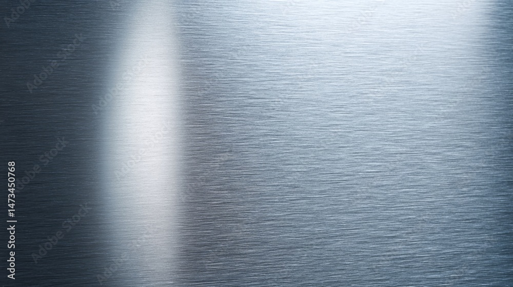 Poster polished stainless steel surface reflects light, featuring subtle scratches. this texture provides a