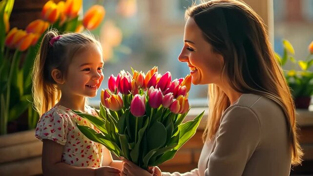 The Warmth of a Mother's Embrace. Mother's Day. Elegant line art of mother embracing daughter, celebrating love and bond for mother's day concept.
