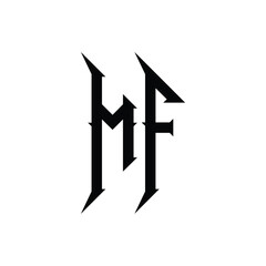 MF monogram logo design letter text name symbol monochrome logotype alphabet character simple logo