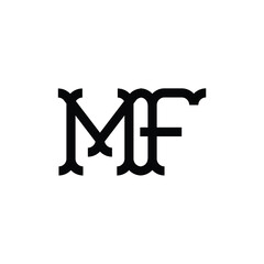 MF monogram logo design letter text name symbol monochrome logotype alphabet character simple logo