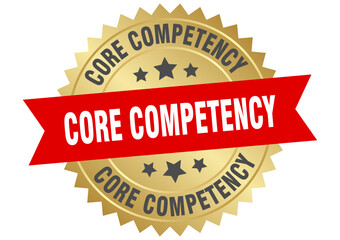 Obraz premium core competency. core competency round red and gold label isolated on transparent background