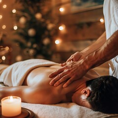 Relaxing Spa Massage Treatment in a Serene Candlelit Environment