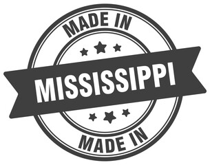 Made in Mississippi round sign. Made in Mississippi stamp.