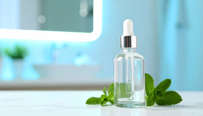 Refreshing Mint Essential Oil in a Glass Dropper Bottle