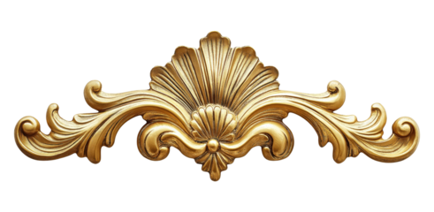 Vintage golden decorative element isolated on transparent background
