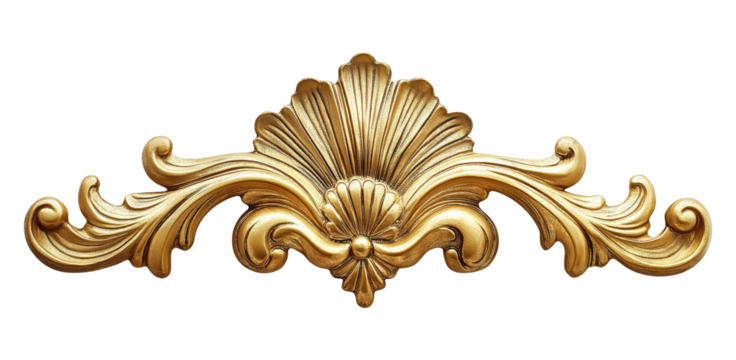 Vintage golden decorative element isolated on transparent background