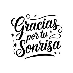 Gracias por tu sonrisa. Children's Day Vector Design Isolated on White Background