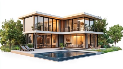 Fototapeta premium Modern luxury home with pool