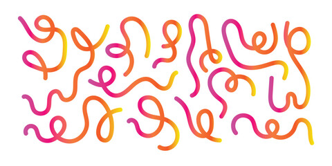 Color Swirl Lines with Rainbow Gradient. Vector Wave Shapes for Celebration, Parties and Carnivals Design. Abstract Ribbon Illustration in eps 10.