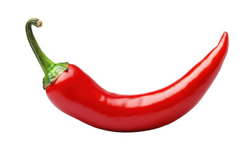 A single red chili pepper with a green stem against a dark background view on transparent background png