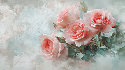 Elegant wedding invitation card background vector. Minimal hand painted watercolor botanical flowers texture template background. Design for wedding, vip cover, poster, rsvp moderncard.Valentine's Day