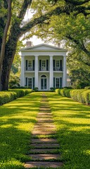 Obraz premium Elegant Southern Mansion in Lush Gardens