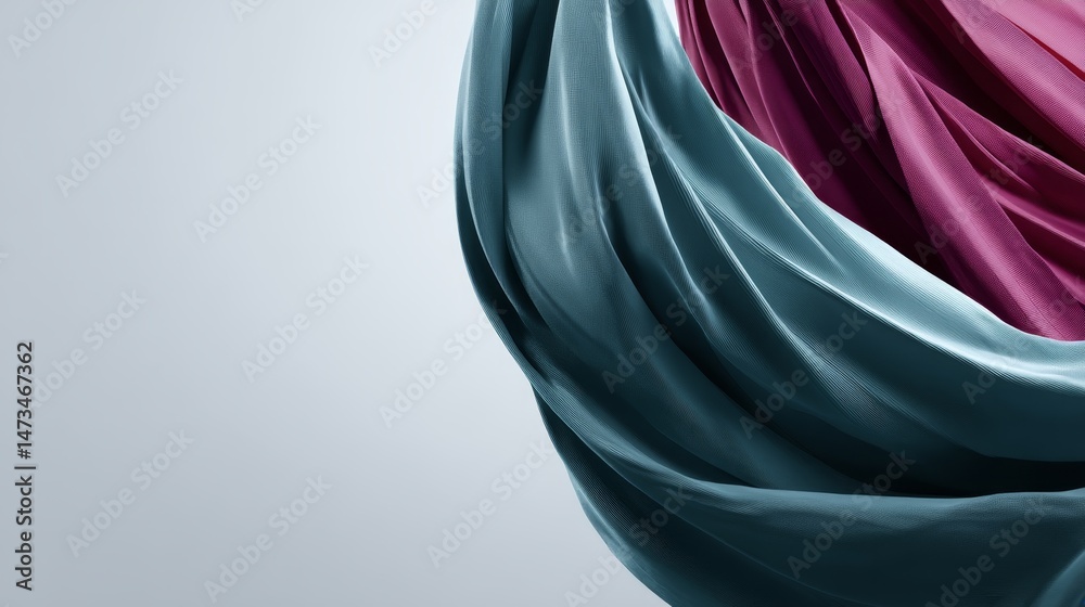 Poster Colorful abstract patterns flow across a textured canvas with swirling hues of turquoise and magenta, creating a captivating visual experience and ample copy space