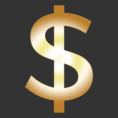 Golden Dollar Currency Symbol Gold Colored