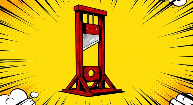 Dynamic Pop Art Guillotine: A Bold Illustration of History's Shadow