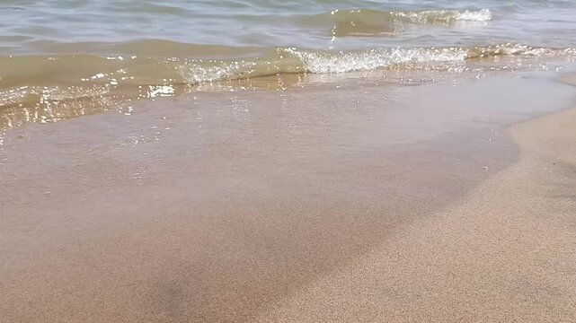 Gentle Ocean Waves on a Smooth Sandy Shore