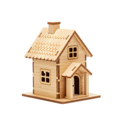 Wooden Puzzle House Kit: DIY Miniature Cottage on transparent background