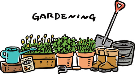 ガーデニングの手描き風イラスト　アルファベット