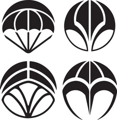 silhouette paragliding logo icon set vector design 