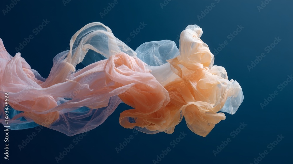 Poster close-up of a translucent coral formation radiating gentle light against a deep navy backdrop, creat