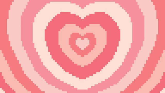 Pink Heart Tunnel in 8-bit Pixel Art, Looping Background	
