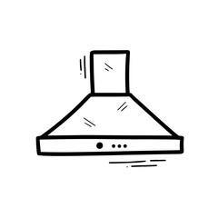 Hand Drawn Kitchen Hood Illustration. Doodle Vector. Isolated on White Background - EPS 10 Vector