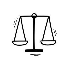 Hand Drawn Balance Scale Illustration. Doodle Vector. Isolated on White Background - EPS 10 Vector