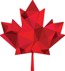 red origami mapple leaf, mapple leaf vector illustration