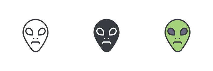 Alien face different style icon set