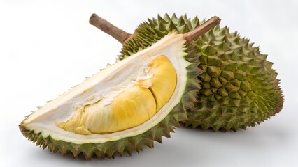 Fototapeta premium Whole Durian with Natural Focus – Isolated on White Background