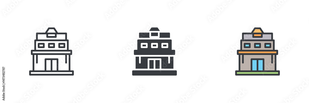 Aufkleber observatory building different style icon set